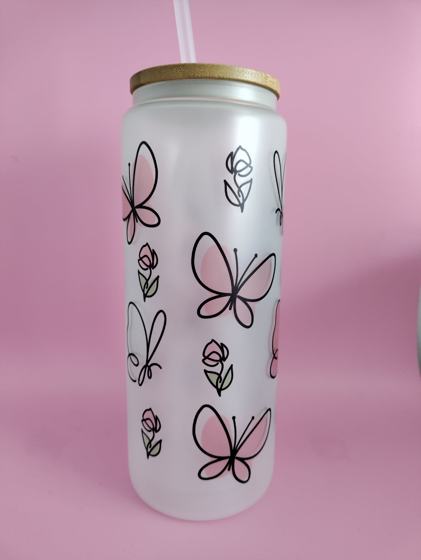 Butterfly Rose Glass Tumbler