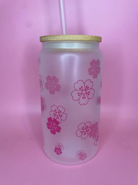 Cherry Blossom Glass Can