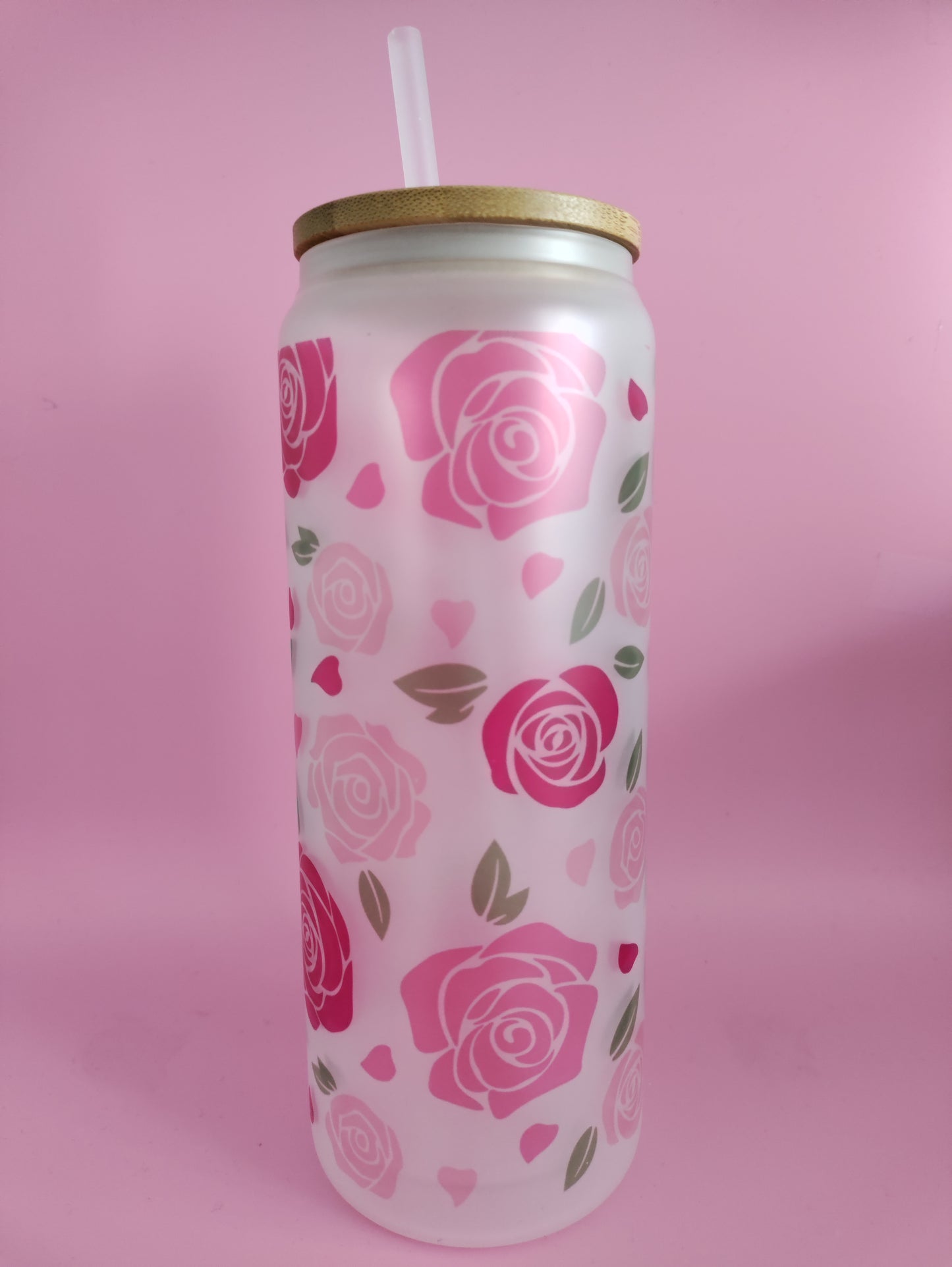 Pink Rose Glass Tumbler