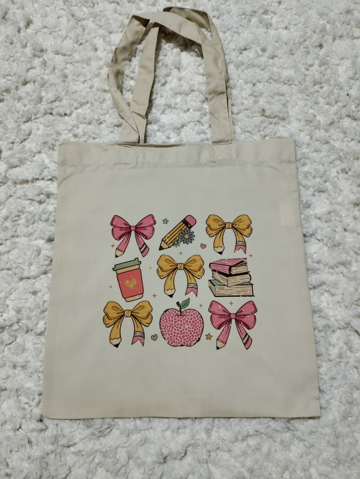 Teacher Pencil Bow Tote Bag