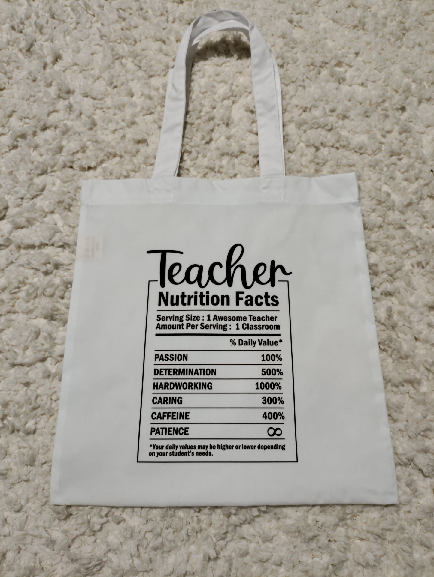 Teacher Nutrition Facts Tote Bag